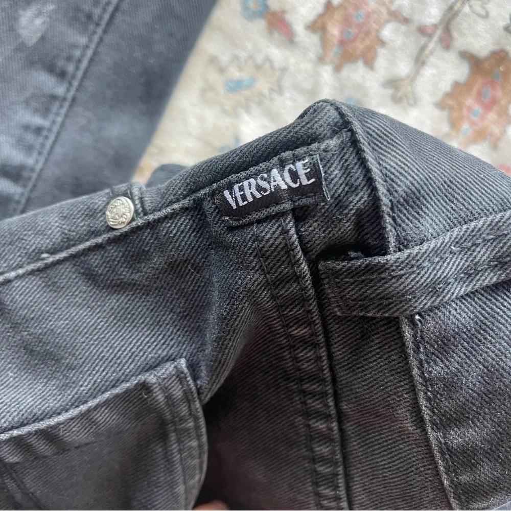 Versace Y2K High Waist Charcoal Black Straight Leg Jeans - Picture 7 of 10